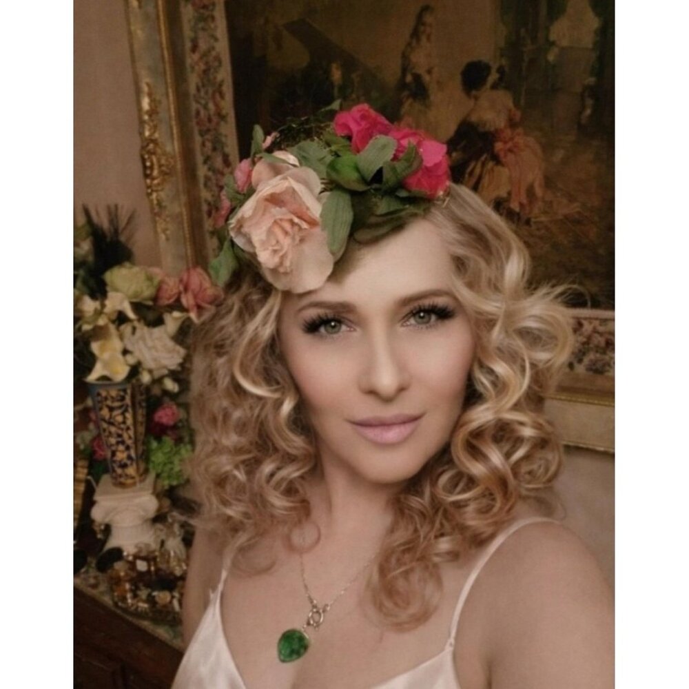 NEIMAN MARCUS Vintage Silk Flower Crown Romantic Garden Floral Headpiece Bridal